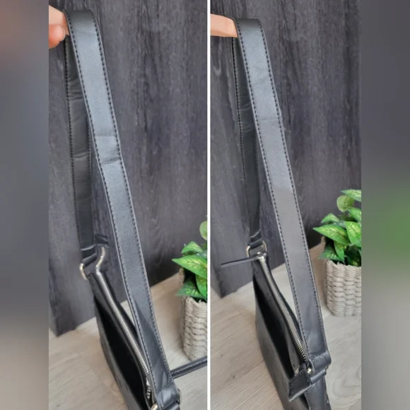 Mad Engine Monogram Skull Embossed Black Shoulder Zippered Bag, 19" - Picture 5 of 16